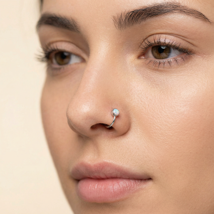 Cherry Diva Bendable Hoop Ring 20 Gauge Hypoallergenic Opal Hoop for Nose & Ear