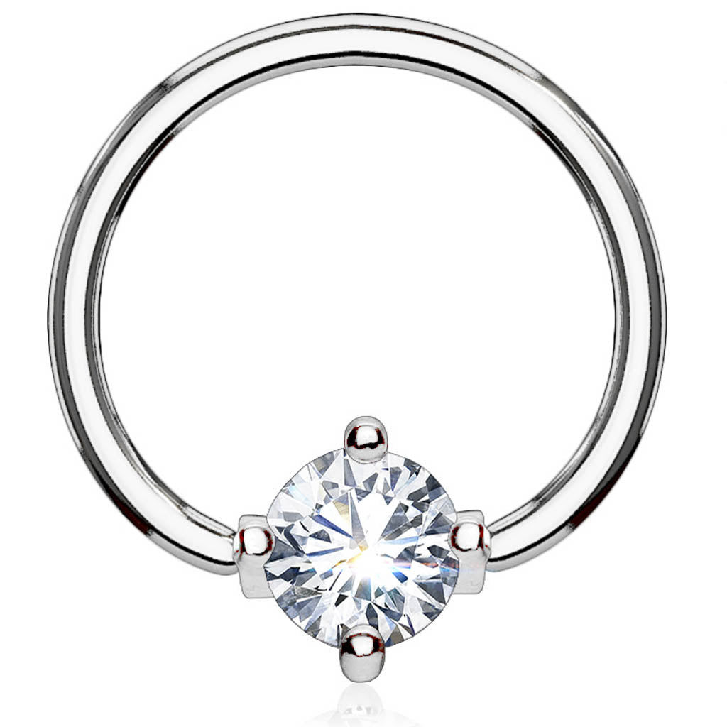 Cherry Diva Captive Ring 14 Gauge Crystal Heart Captive Ring