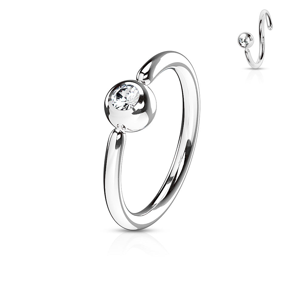 Cherry Diva Captive Ring 16 Gauge / 6MM Hypoallergenic Bendable Cut Ring With Crystal Ball End