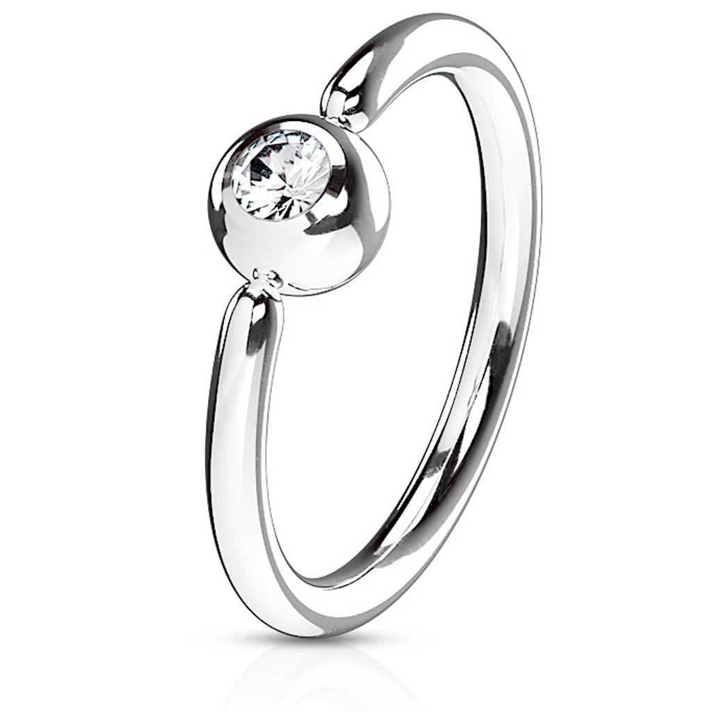 Cherry Diva Captive Ring Hypoallergenic Bendable Cut Ring With Crystal Ball End