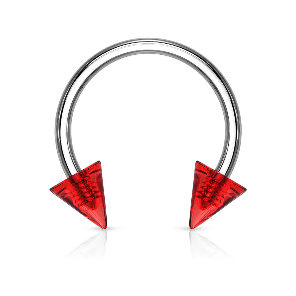 Cherry Diva Circular Barbell Red 16 Gauge Acrylic Spike Circular Horseshoe Barbell