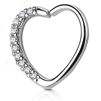 Cherry Diva Daith Hoop 16 Gauge Crystal Heart Cartilage / Daith Hoop