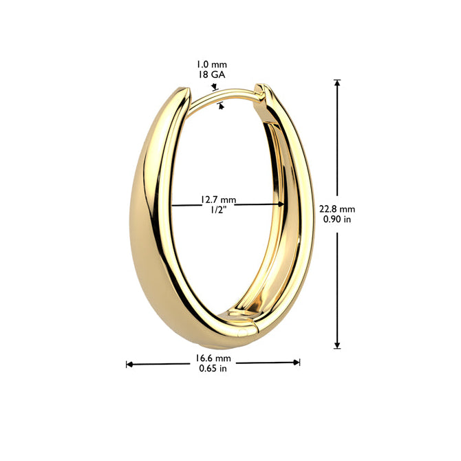 Cherry Diva Earrings 18 Gauge Silver Hypoallergenic Hinged Oval Hoop Earrings