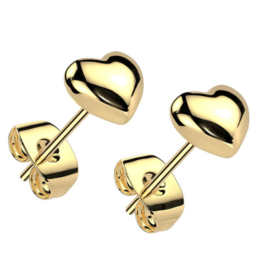 Cherry Diva Earrings 20 Gauge Dainty Heart Stainless Steel Stud Earrings