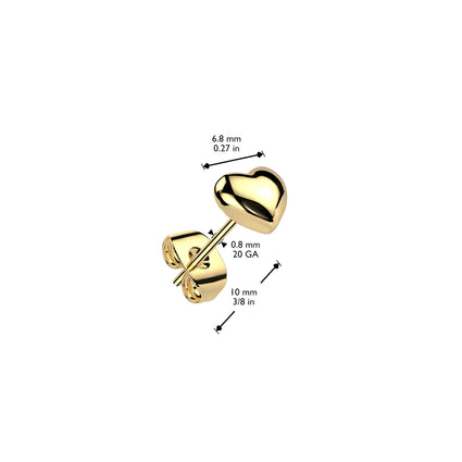 Cherry Diva Earrings 20 Gauge Dainty Heart Stainless Steel Stud Earrings