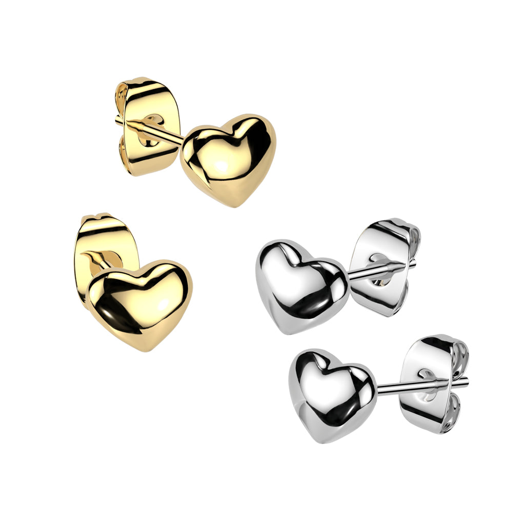 Cherry Diva Earrings 20 Gauge Dainty Heart Stainless Steel Stud Earrings