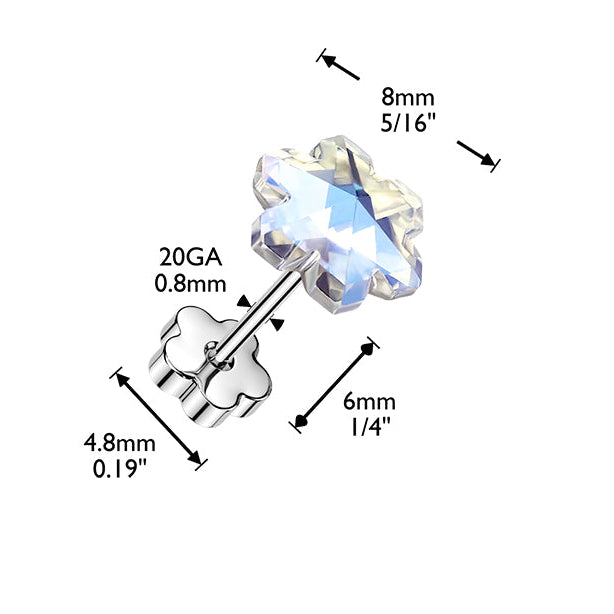 Cherry Diva Earrings 20 Gauge Hypoallergenic Crystal Flower Stud Earrings