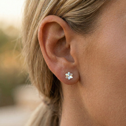 Cherry Diva Earrings 20 Gauge Hypoallergenic Crystal Flower Stud Earrings