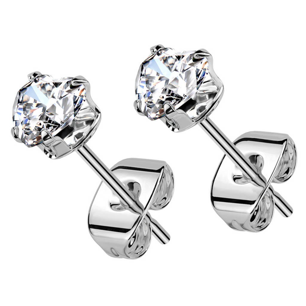 Cherry Diva Earrings 20 Gauge Hypoallergenic Crystal Heart Stud Earrings