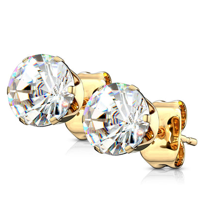 Cherry Diva Earrings 20 Gauge Hypoallergenic Golden Crystal Stud Earrings