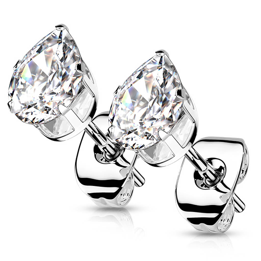 Cherry Diva Earrings 20 Gauge Hypoallergenic Stainless Steel Crystal Droplet Stud Earrings
