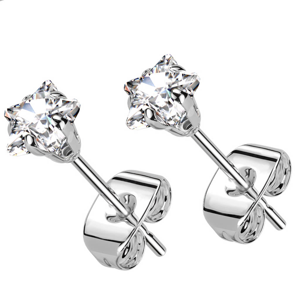 Cherry Diva Earrings 20 Gauge Stainless Steel Crystal Star Stud Earrings