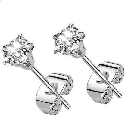 Cherry Diva Earrings 20 Gauge Stainless Steel Crystal Star Stud Earrings