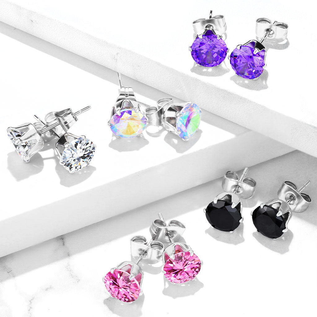 Cherry Diva Earrings 20 Gauge Stainless Steel Crystal Stud Earrings