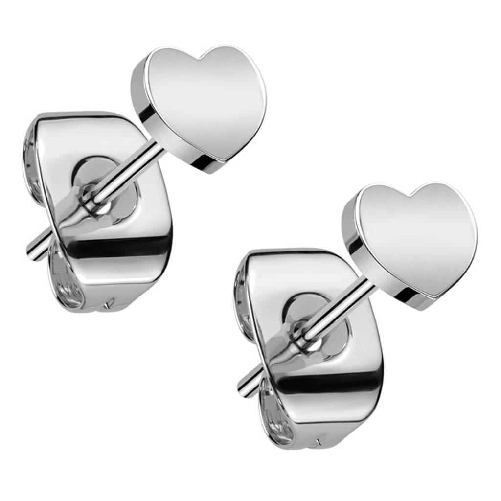 Cherry Diva Earrings 20 Gauge Titanium Heart Shaped Stud Earrings