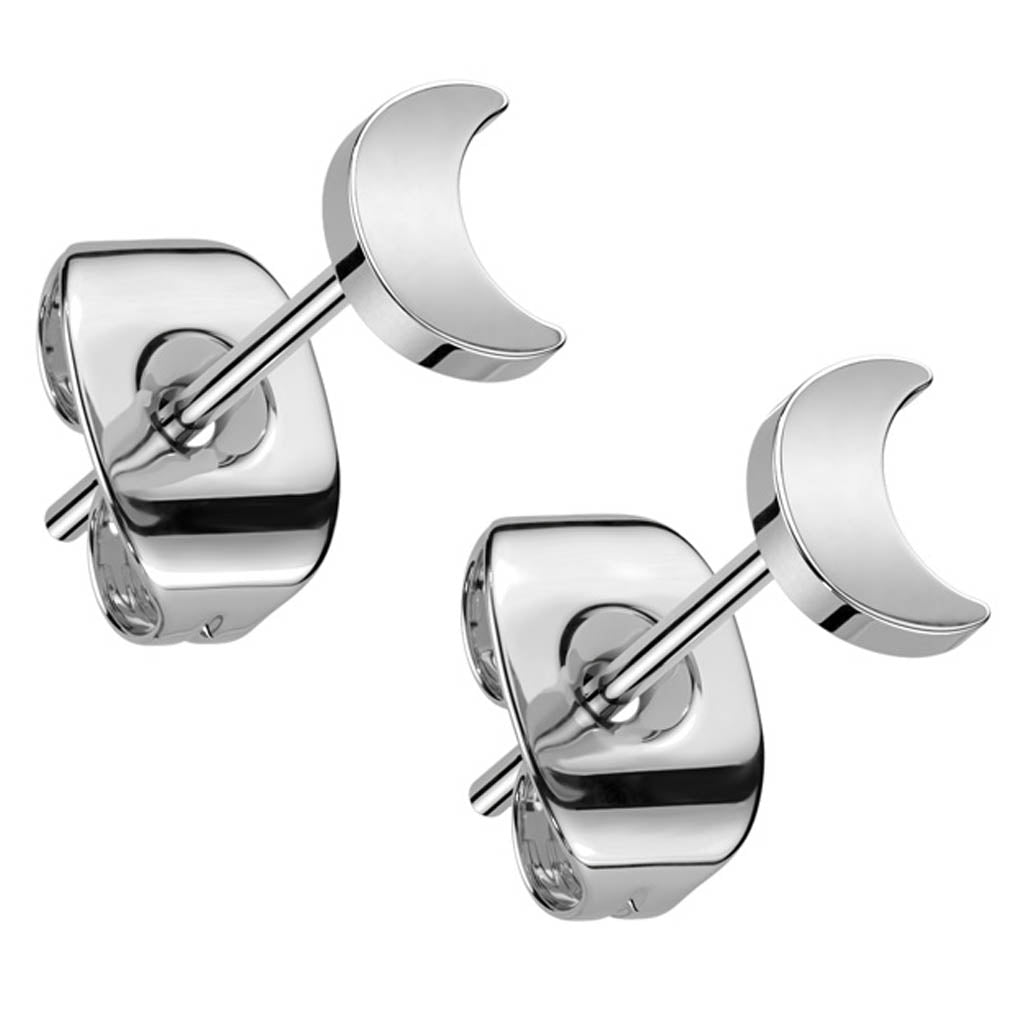 Cherry Diva Earrings 20 Gauge Titanium Moon Shaped Stud Earrings