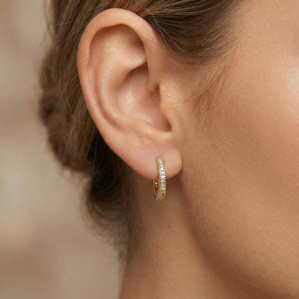 Cherry Diva Earrings Dainty Crystal Lined Hinged Hoop Earrings