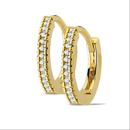Cherry Diva Earrings Dainty Crystal Lined Hoop Earrings - Gold
