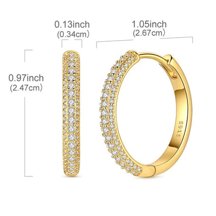 Cherry Diva Earrings Gold Plated Sterling Silver Crystal Hoop Earrings