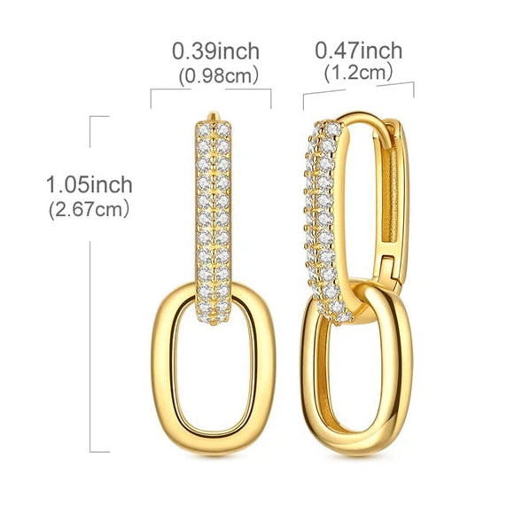 Cherry Diva Earrings Gold Plated Sterling Silver Dangling Crystal Hoop Earrings