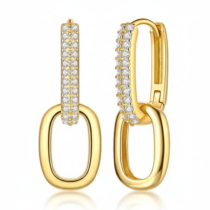 Cherry Diva Earrings Gold Plated Sterling Silver Dangling Crystal Hoop Earrings