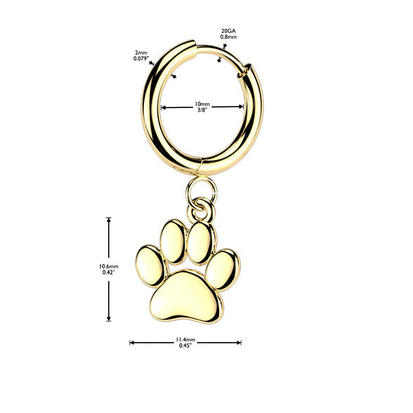 Cherry Diva Earrings Hypoallergenic Dangling Crystal Paw Huggie Hoop Earrings