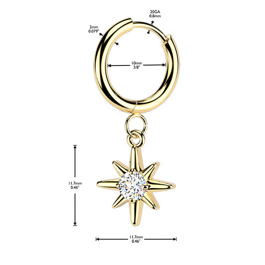 Cherry Diva Earrings Hypoallergenic Dangling Crystal Star Huggie Hoop Earrings