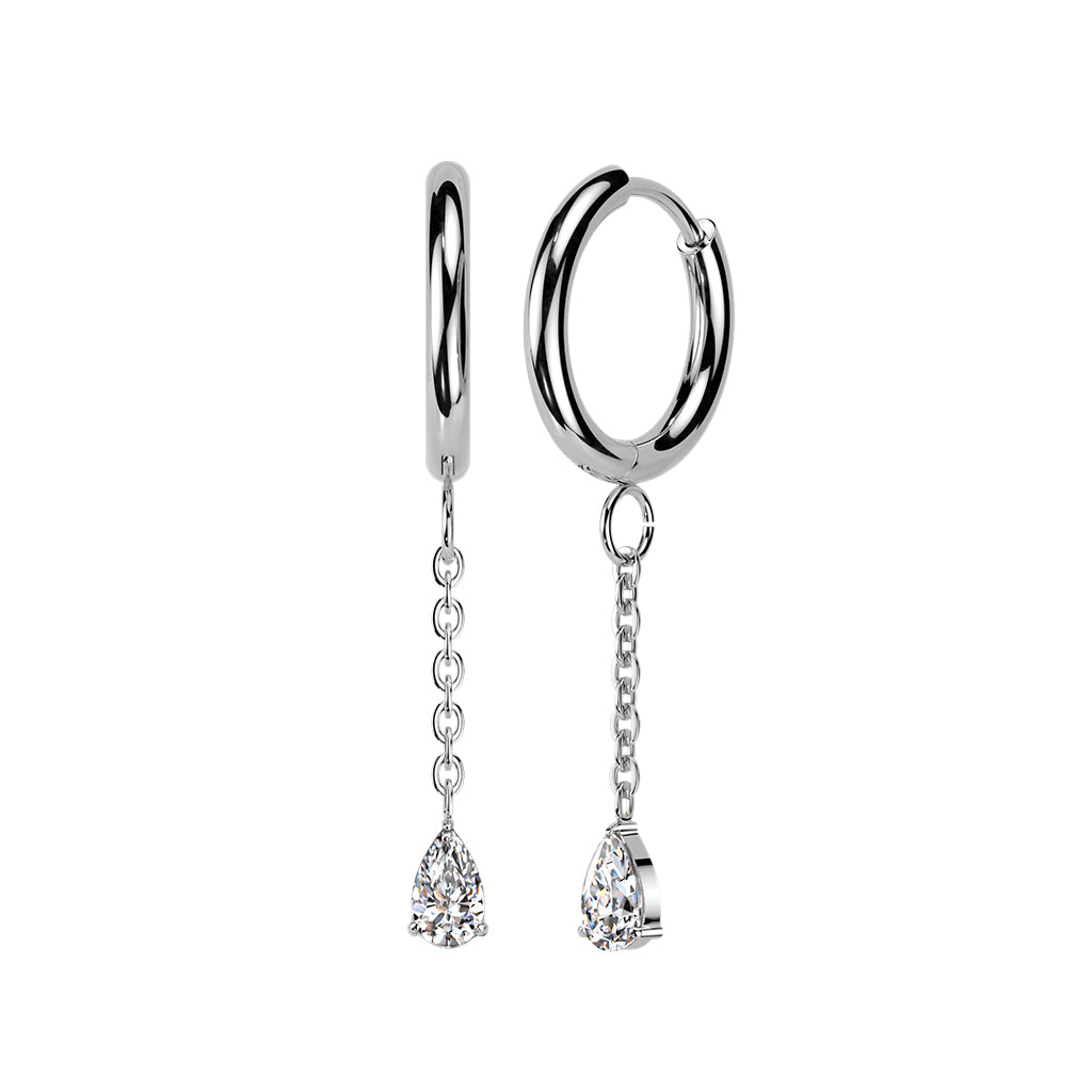 Cherry Diva Earrings Hypoallergenic Dangling Crystal Teardrop Huggie Hoop Earrings
