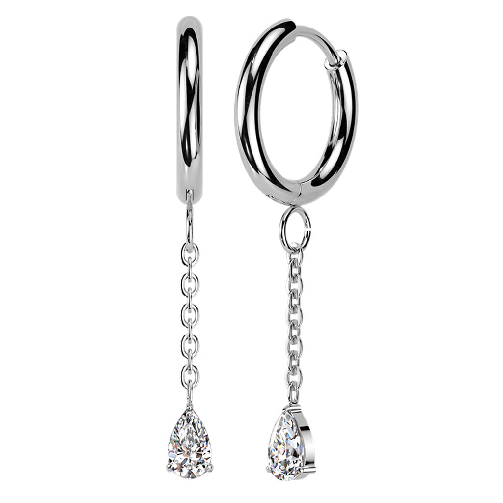 Cherry Diva Earrings Hypoallergenic Dangling Crystal Teardrop Huggie Hoop Earrings