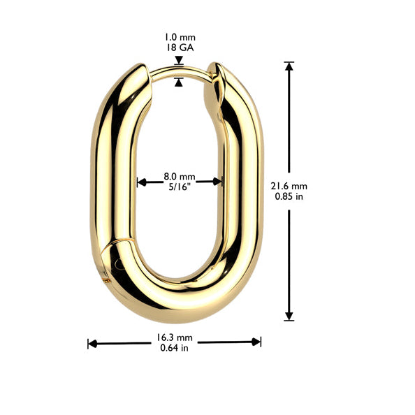 Cherry Diva Earrings Hypoallergenic Rounded Rectangle Hinged Hoop Earrings