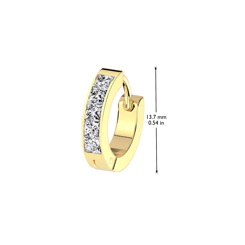 Cherry Diva Earrings Stainless Steel Crystal Lined Hoop Earrings - Silver