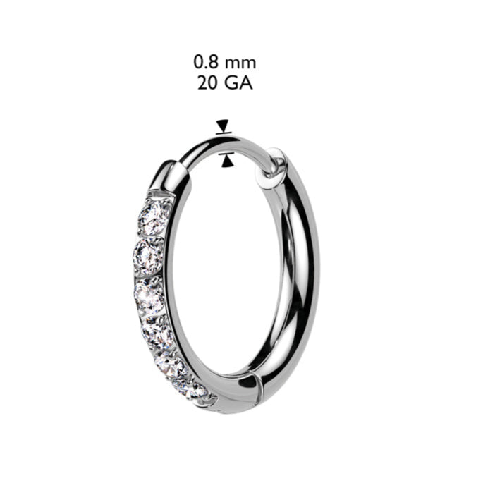 Cherry Diva Earrings Stainless Steel Hinged Closure Crystal Lined Hoop Earrings