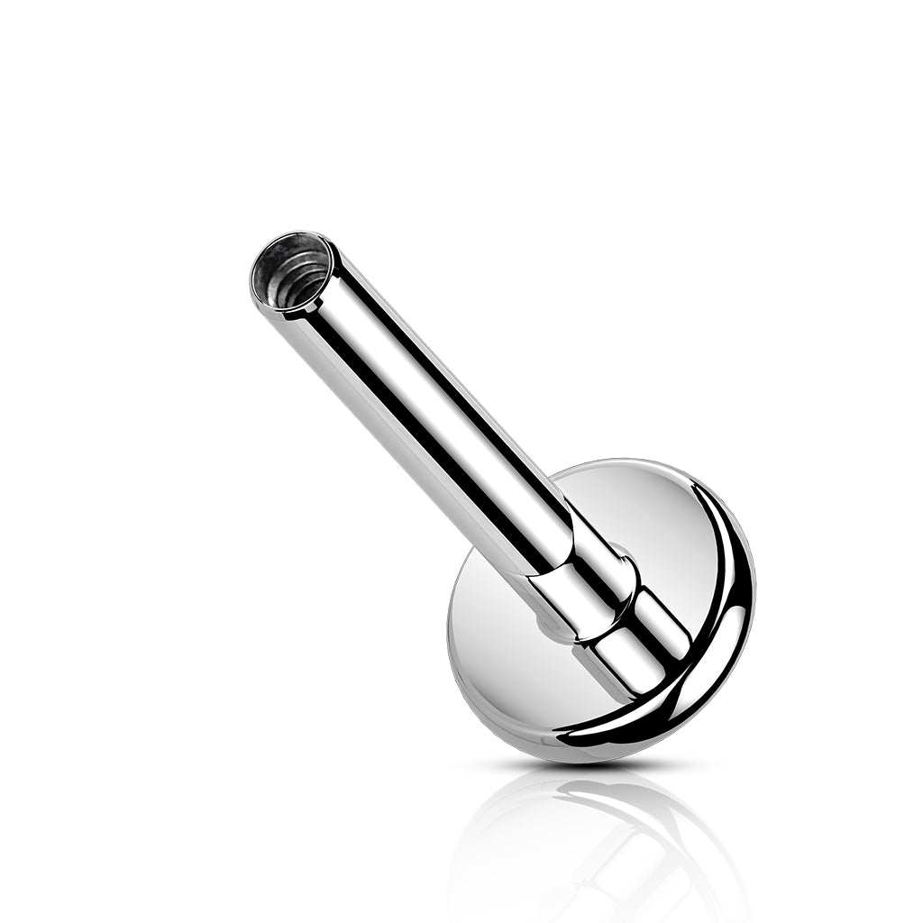 Cherry Diva Flat Back Stud 16 Gauge Flat Back Internally Threaded Labret Post - Silver