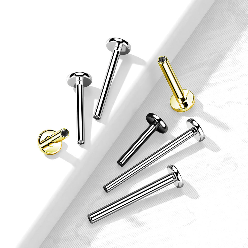 Cherry Diva Flat Back Stud 16 Gauge Flat Back Internally Threaded Labret Post - Silver