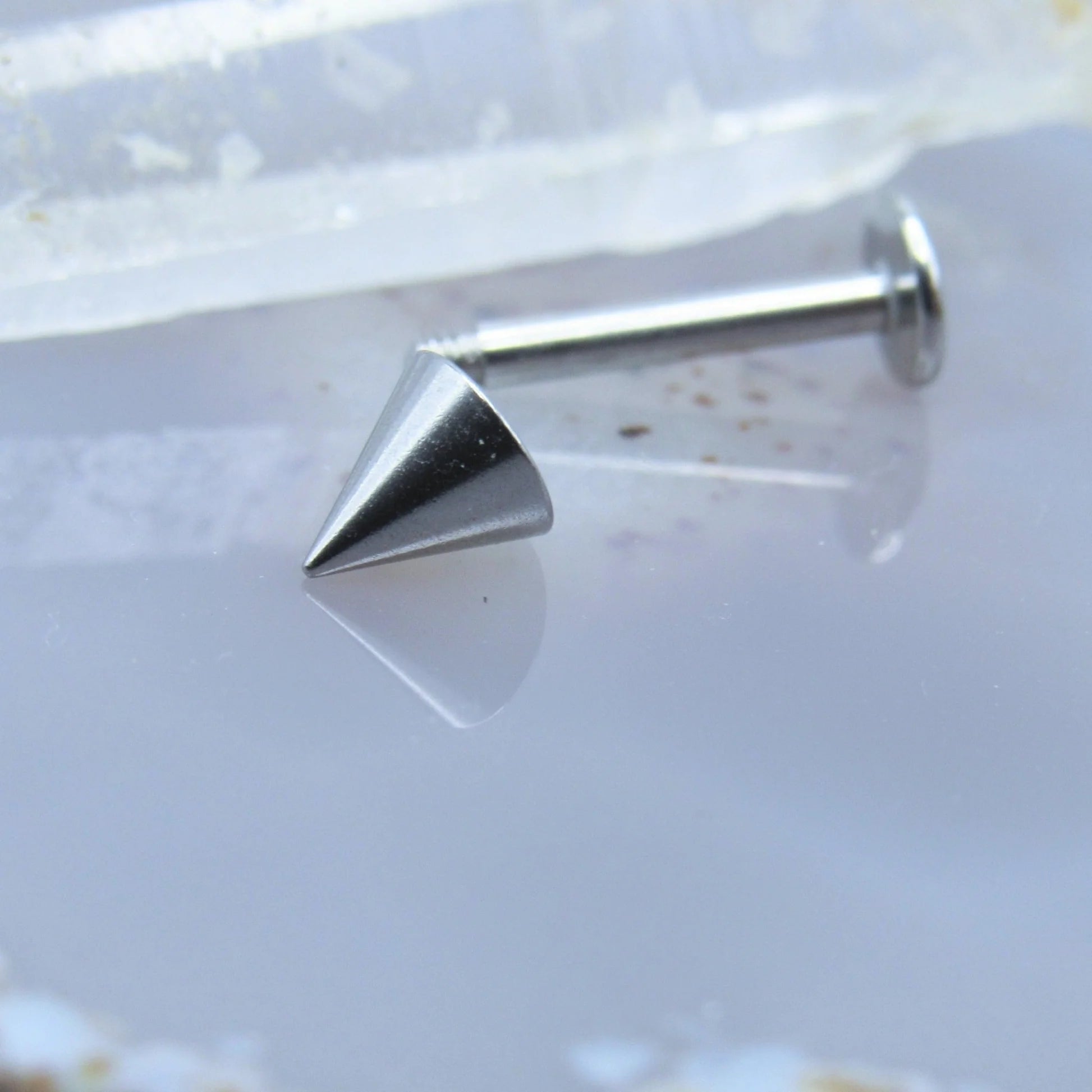 Cherry Diva Flat Back Stud 16 Gauge Surgical Steel Flat Back Spike Tip Stud - Silver