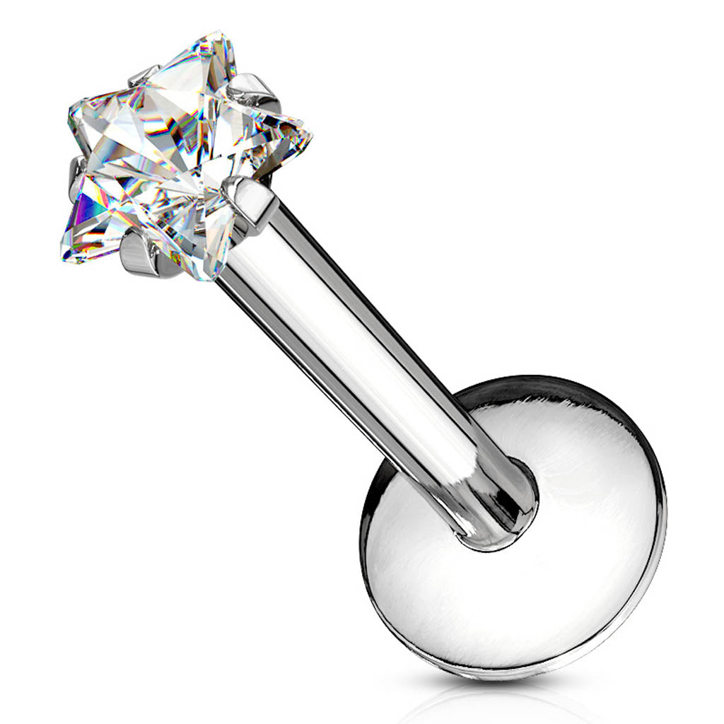 Cherry Diva Flat Back Stud 16 Gauge Hypoallergenic Surgical Steel Crystal Star Stud