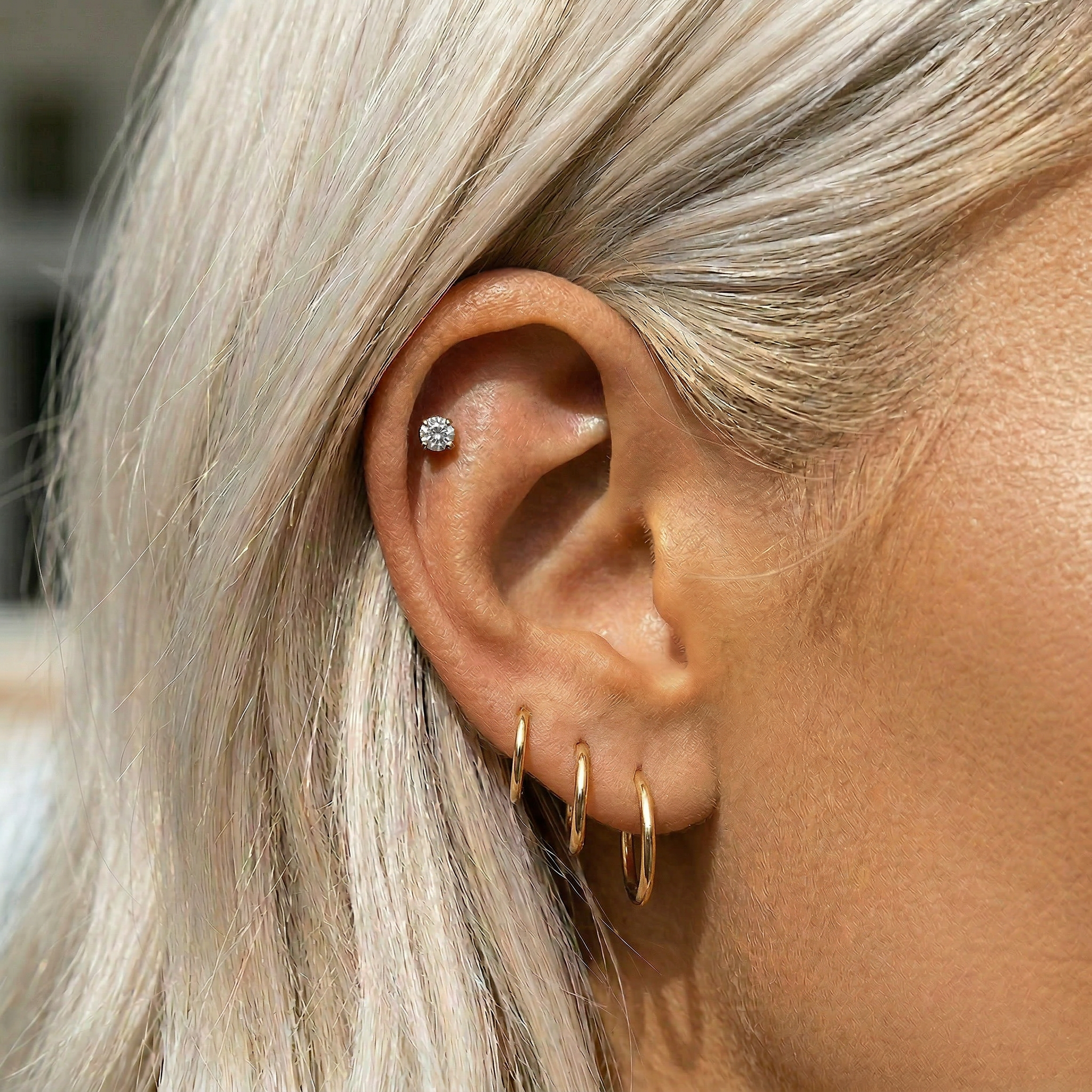 Cherry Diva Flat Back Stud 16 Gauge Internally Threaded Titanium Prong Set Crystal Stud