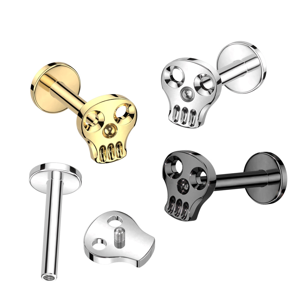 Cherry Diva Flat Back Stud 16 Gauge Titanium Internally Threaded Skull Stud
