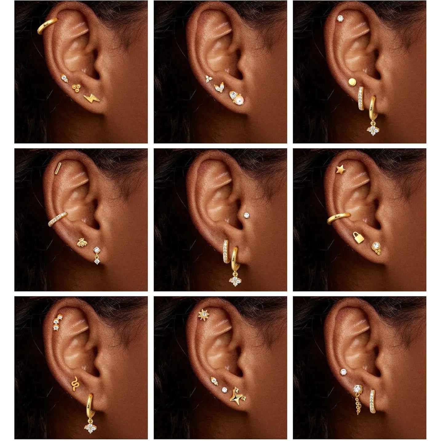 Cherry Diva Flat Back Stud 20 Gauge Gold Plated Double Crystal Stud