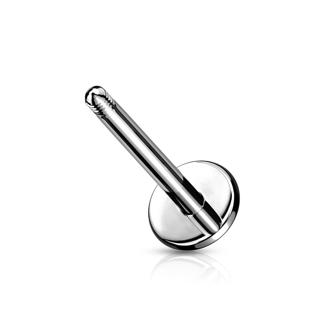 Cherry Diva Flat Back Stud 6MM 16 Gauge Flat Back Externally Threaded Labret Post - Silver