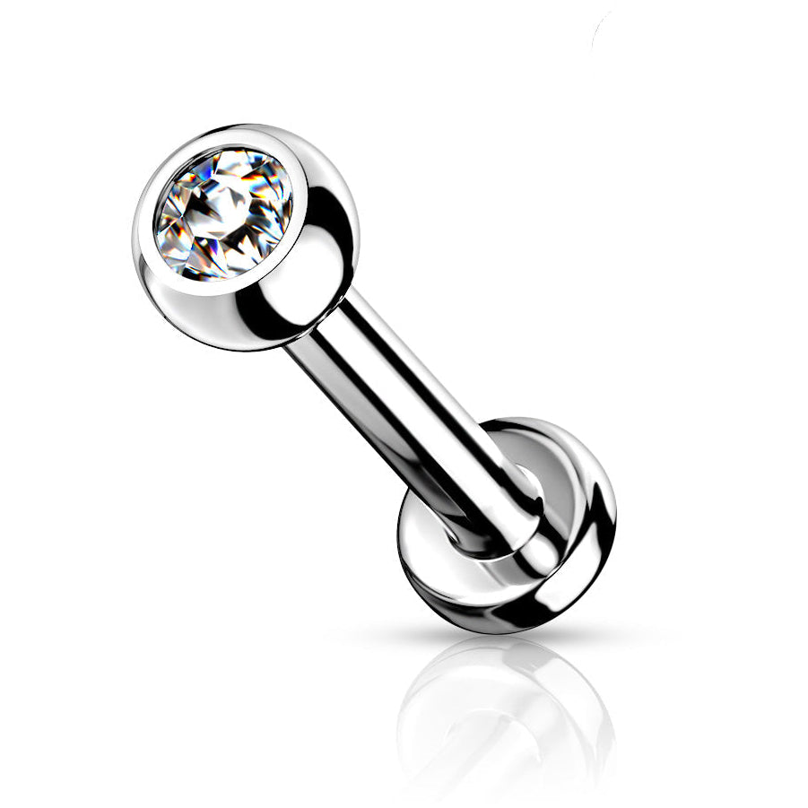 Cherry Diva Flat Back Stud Clear 16 Gauge Titanium Internally Threaded Crystal Jewel Stud