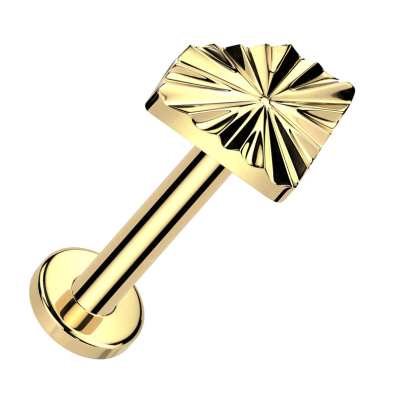 Cherry Diva Flat Back Stud Gold 16 Gauge Titanium Flat Diamond Press Fit Labret / Cartilage Stud