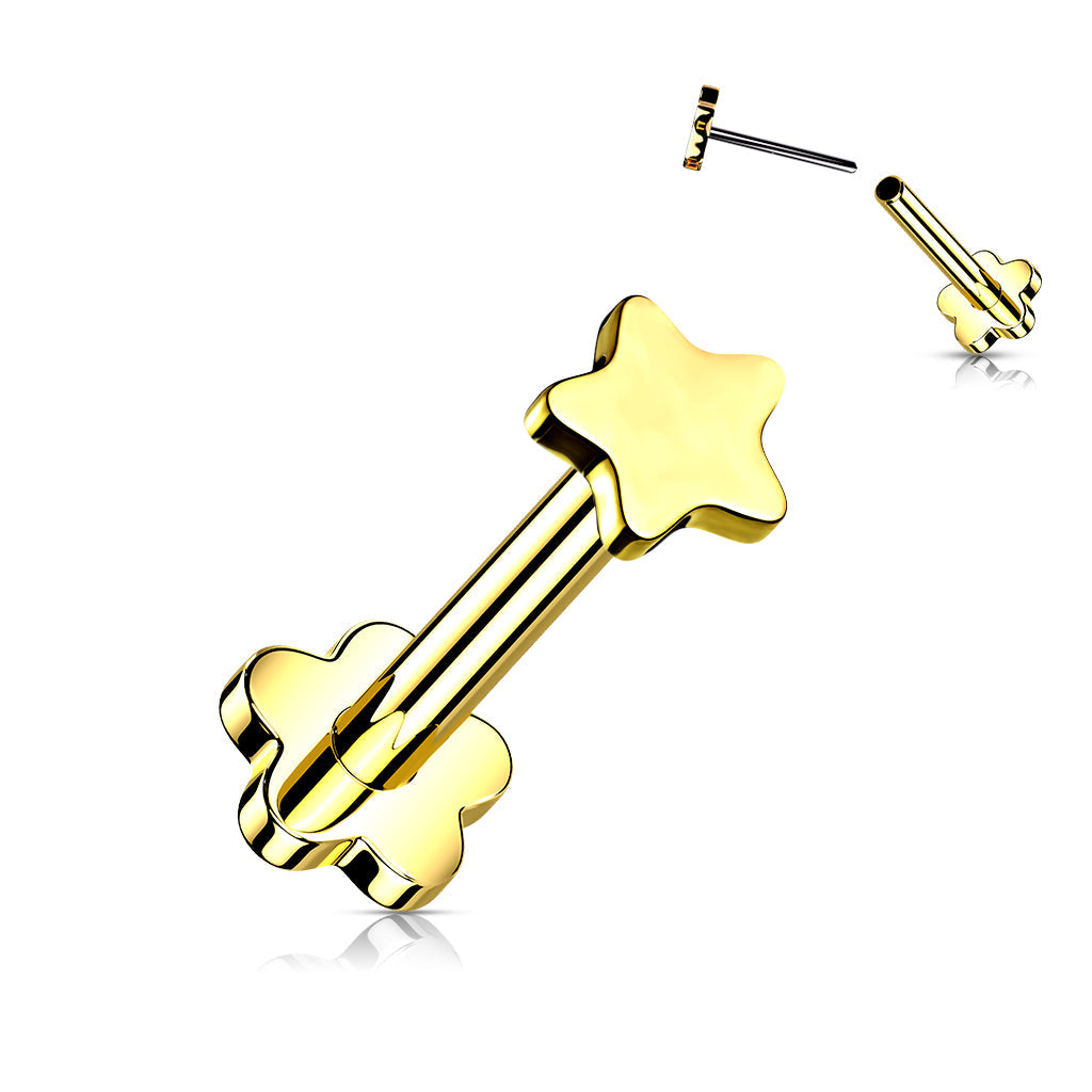 Cherry Diva Flat Back Stud Gold 16 Gauge Titanium Star Press Fit Flat Back Stud