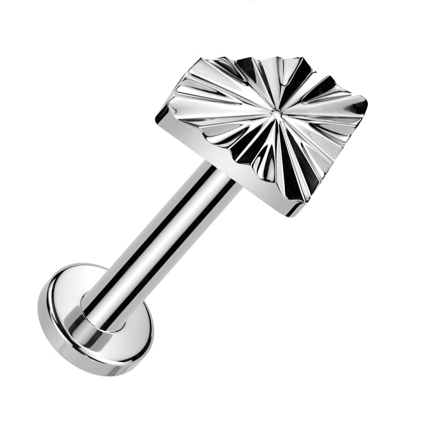 Cherry Diva Flat Back Stud Silver 16 Gauge Titanium Flat Diamond Press Fit Labret / Cartilage Stud