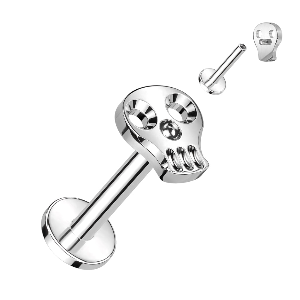 Cherry Diva Flat Back Stud Silver / 6MM 16 Gauge Titanium Internally Threaded Skull Stud