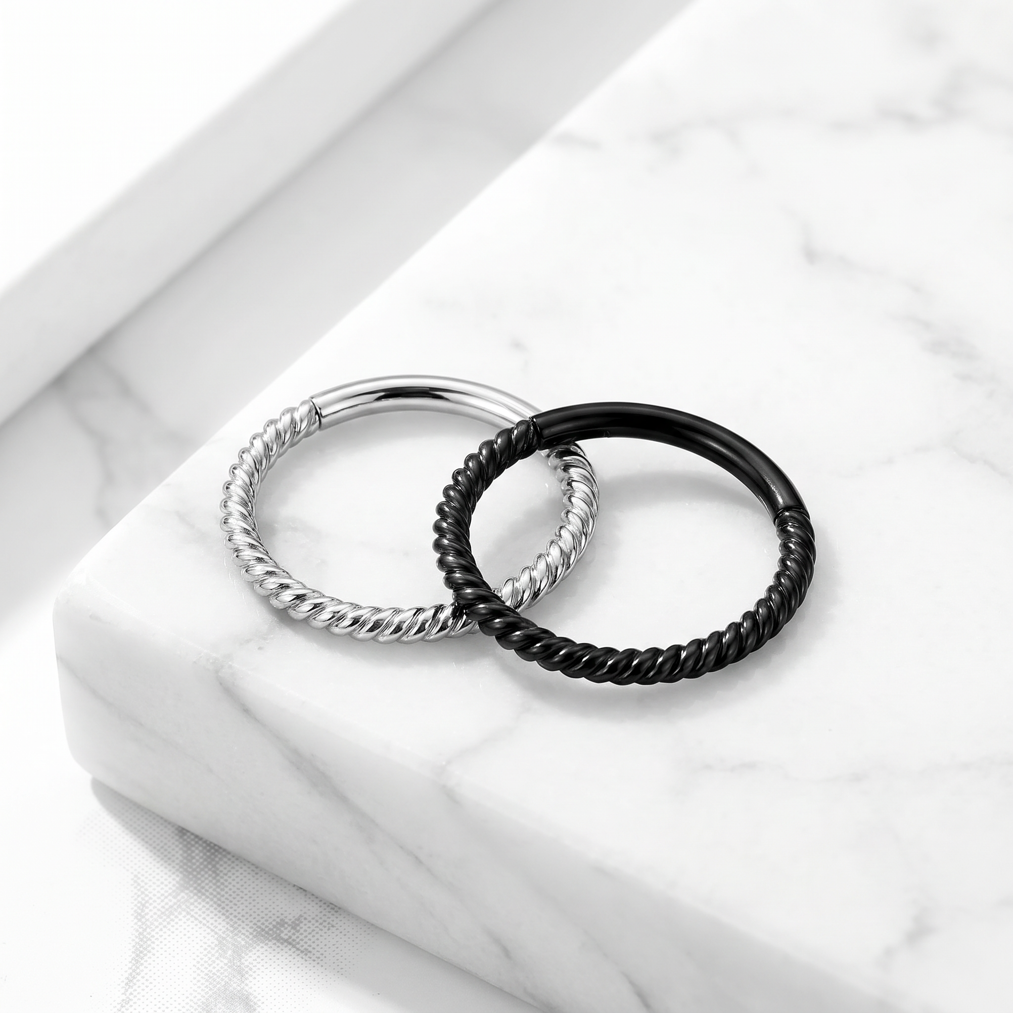 Cherry Diva Hinged Hoop Ring 16 Gauge Hypoallergenic Braided Hinged Hoop Ring