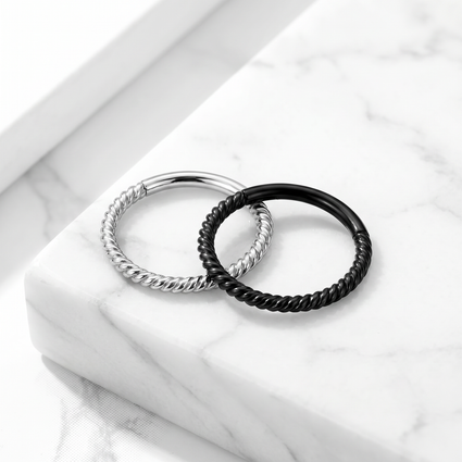 Cherry Diva Hinged Hoop Ring 16 Gauge Hypoallergenic Braided Hinged Hoop Ring