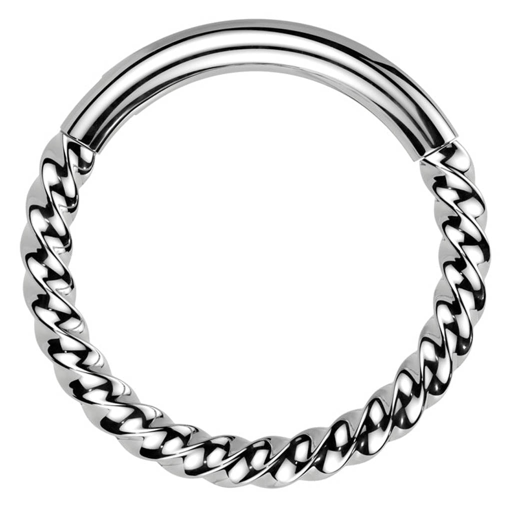 Cherry Diva Hinged Hoop Ring 16 Gauge Hypoallergenic Braided Hinged Hoop Ring