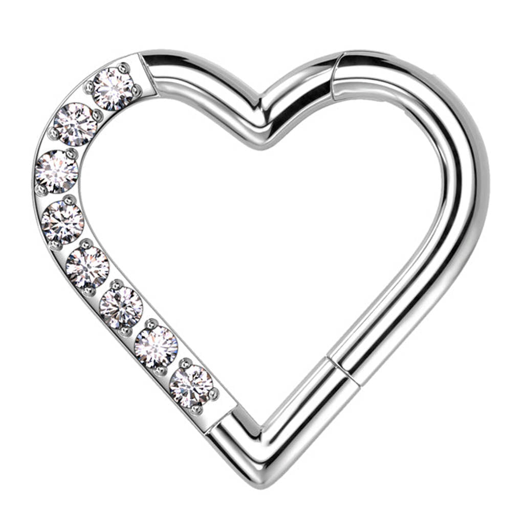 Cherry Diva Hinged Hoop Ring 16 Gauge Hypoallergenic Hinged Heart Hoop Ring