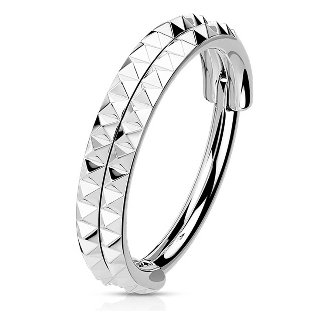 Cherry Diva Hinged Hoop Ring 16 Gauge Hypoallergenic Silver Spiked Hinged Hoop Ring